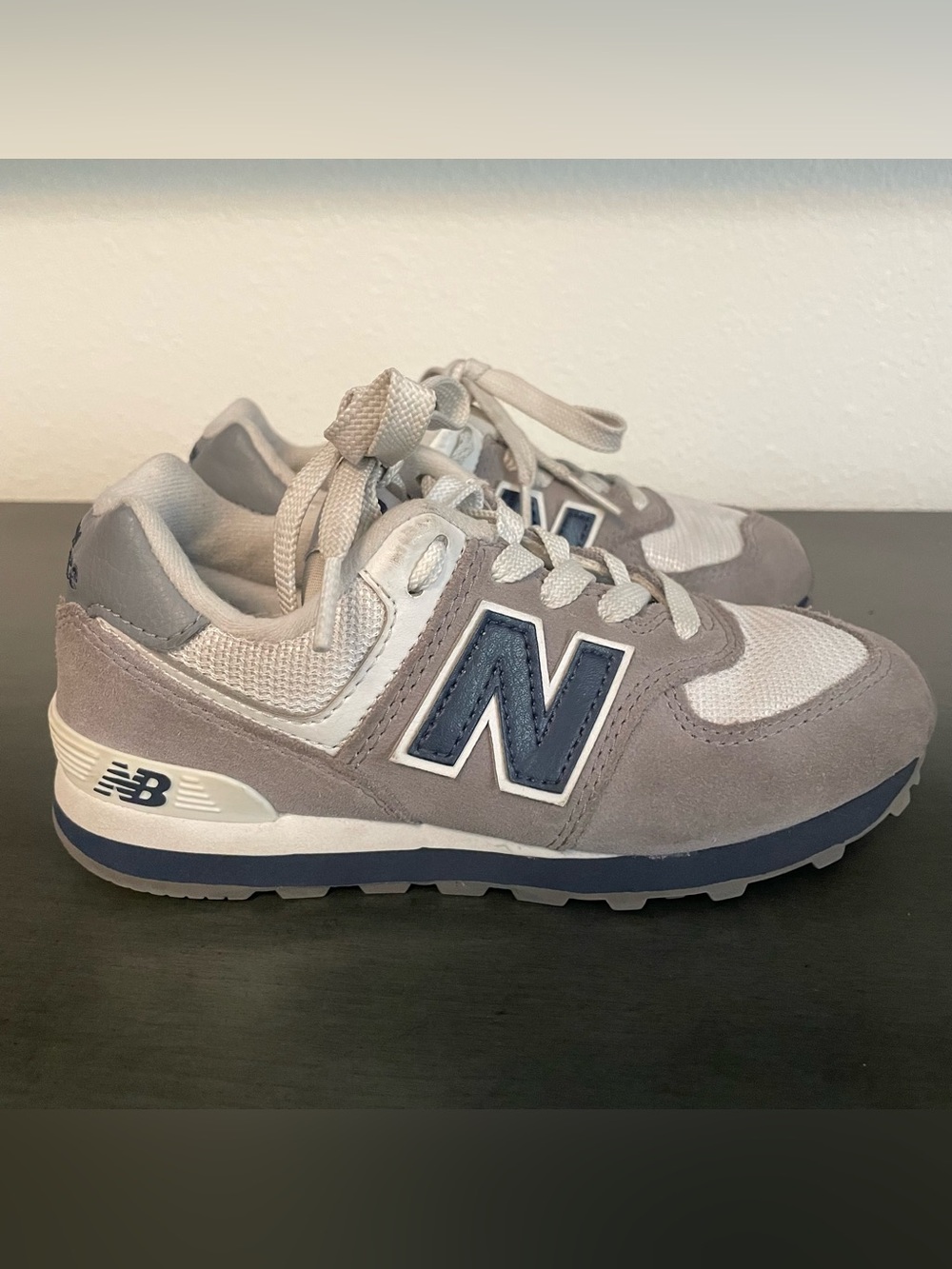 New Balance 574 Core Plus Little Kid's Shoes Grey/White/Navy size 13